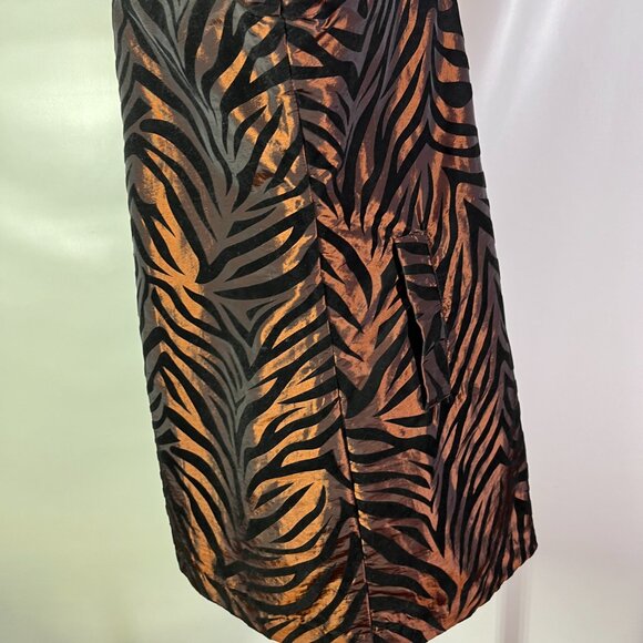 UBU Size M Zebra Stripe Flocked Jacket Button-Front Brown Black - Picture 5 of 14